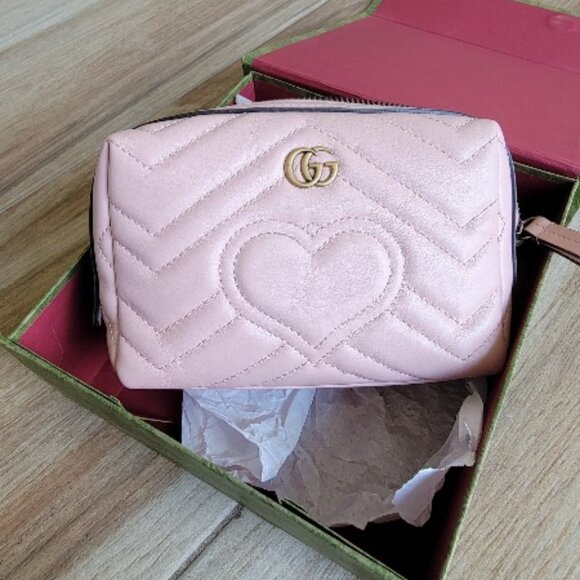 Gucci Pink Leather Cosmetic Pochette Small - Picture 1 of 13